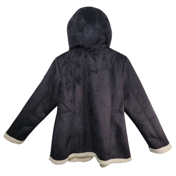 Koolaburra by UGG Faux Shearling Coat with Trim Black Size L - Picture 2 of 16